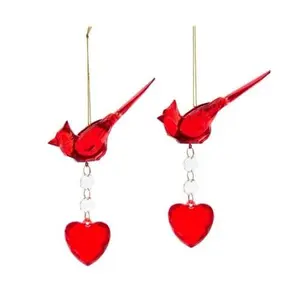 Cardinal With Heart Dangle Ornament