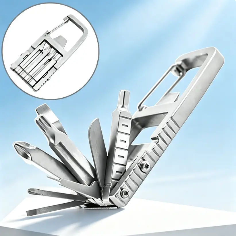 Jotutus 12 In 1 Stainless Steel Metal Mini Multitool Keychain Kit- Outdoor EDC Handheld Tool with Needle-Nose Pliers,Screwdriver, Bottle Opener, Phone Holder, Summerfinds, Outdoor Multifunctional Tools Outdoor Practical T, Back to School Shopping