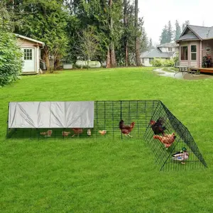 Large Metal Chicken Coop with Run, Heavy Duty Outdoor Chicken Tractor with Waterproof Cover, Portable Poultry Pen House for Backyard Duck Rabbit, Extra Large Cage