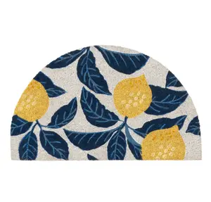 Coir Outdoor Mat, Lemon & Blue, 18 x 30, Versatile Design for Outdoor Use