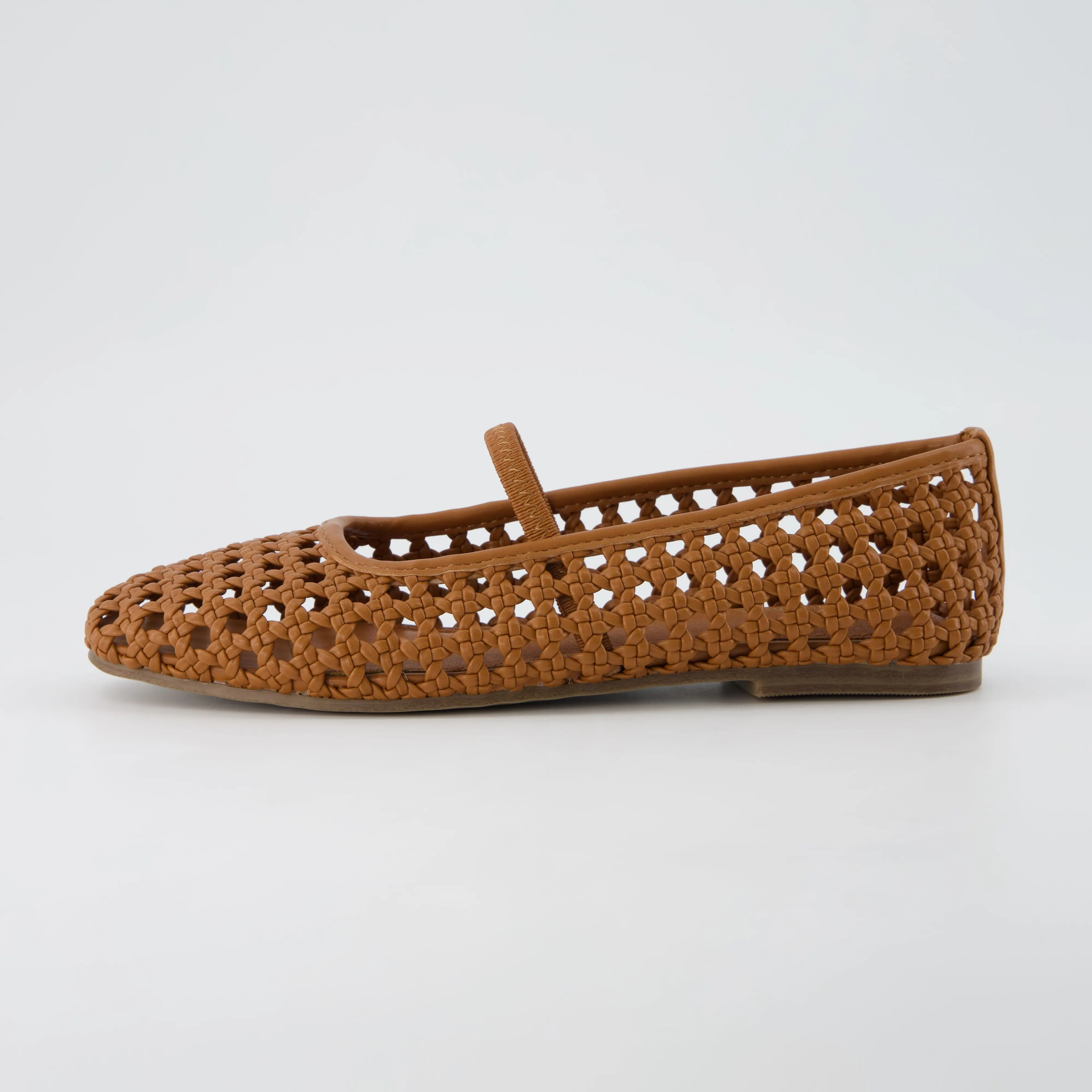 Cushionaire Weavy Woven Ballet Flats For Women | Square Toe Mary Jane Flats With Elastic Strap | Classic Woven Flat Design For Everyday Casual Outfits