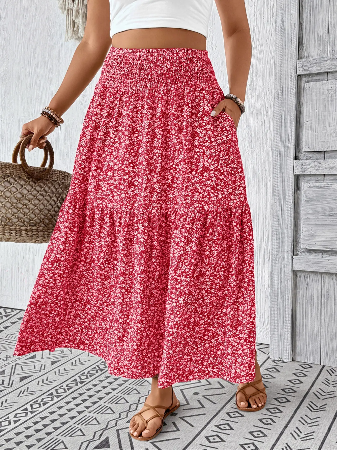 Women's Plus Size Summer Fake Half Skirt, Casual A-Line Midi Dress,  Comfortable, Chic, Boho and Stylish, Perfect for Daily Wear