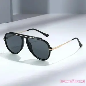 HavenThread Unisex Square Sunglasses with UV400 Lens, Architectural Bold Frame, Lightweight Streetwear Shades for Travel, Driving (Sports & Outdoor Cycling Leisure Equipment)
