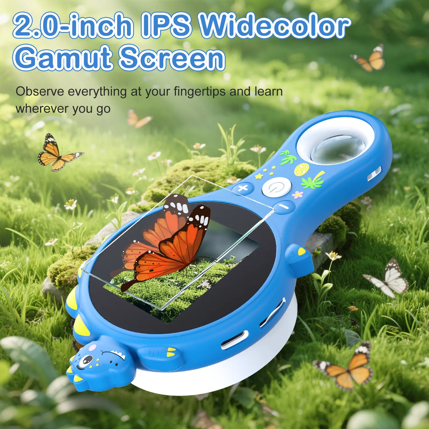 Handheld Portable Digital Microscope for Boys and Girls Ages 3-10, 2.0-Inch IPS Screen, 3x Magnification, Adjustable LED Light, Photo & Video Capture, Visual Learning Tools, Enhances Learning Experiences (Home, Classroom)