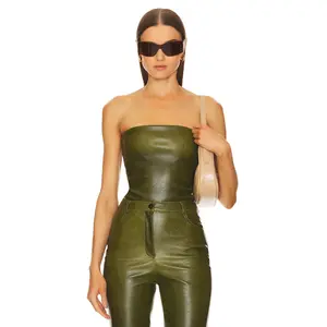 CULTNAKED Killa Faux Leather Bandeau Top in Peridot