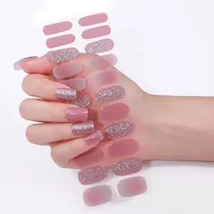 No Bake Gel Nail Strips- Rose Sparkles