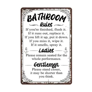 Bathroom Rules Funny Sign, Please Flush Toilet Decorative Sign For Door, Stand Closer Its Shorter Than You Think Signs Guest 12×8 Inch Easy Hanging