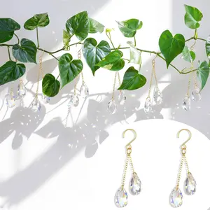 6 Pcs Crystal Plant Charms Beaded Plants Suncatcher Hanging for Mini Potted Plants, Home Window Garden, Home Window Garden Rainbow Sun Catchers Plant Accessories Indoor
