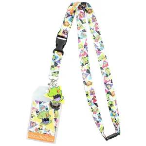 Nickelodeon 90s Rugrats Ren And Stimpy Catdog ID Lanyard Badge Holder With Reptar Pendant And Collectible Sticker