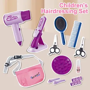 Realistic Hair Dryer Cosmetic Set Toy, Non-Toxic Plastic Makeup Kit for Girls, Accessories and Handbag for Pretend Play