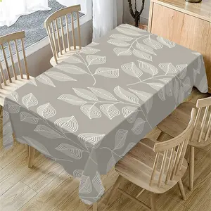 Rectangular Tablecloth with Leaf Print, Indoor Outdoor Use, Kitchen Dining Decor, Wedding Party Restaurant Camping Dinner Decoration