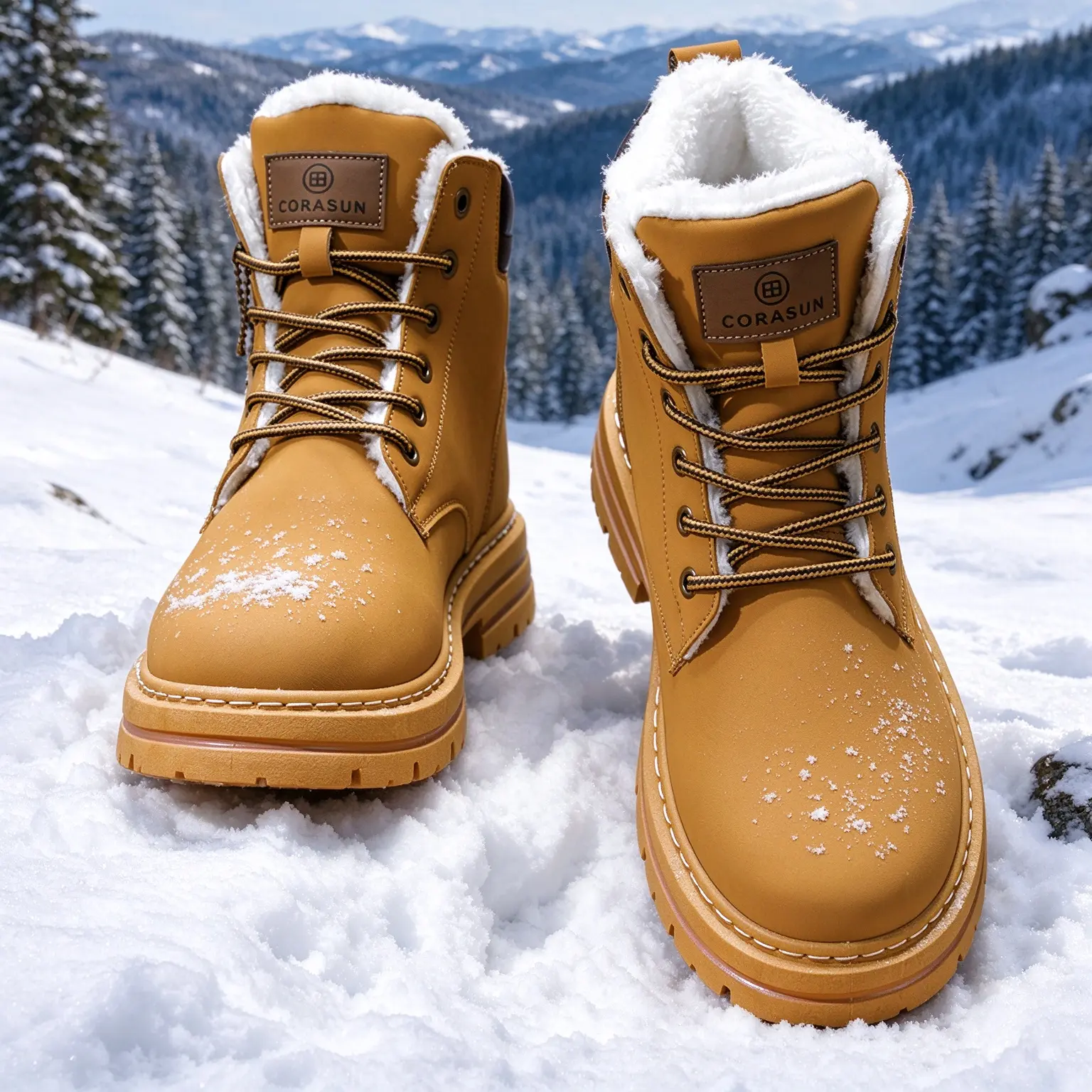 Men’s Winter Fur Lined Snow Boots | Thick warm plush interior, anti-slip lug sole, water-resistant PU upper. Perfect for snowy hiking, commuting & daily casual outfits. Stay warm all winter long! #MensWinterBoots