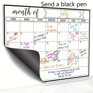 Magnetic Dry Erase Refrigerator Calendar Monthly Planner for Fridge, Kitchen Decor Vertical Schedule Board Organization, Meal Planning Task Management - Christmas, Halloween(with black pen+paper tube)