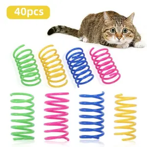 40 Pack Cat Spring Toys, Durable Plastic Coils for Indoor Active - Colorful 1 Inch Spirals Spring Fitness Play for Cat Kitten Pets (multicolor-80Pack)