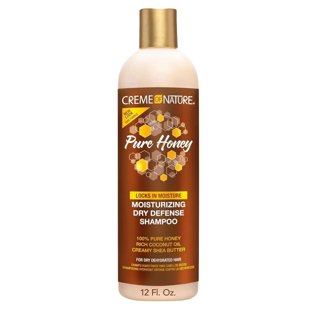Creme of Nature Pure Honey Dry Defense Shampoo - 12 oz Haircare Cleanser, Moisturizer-Infused Shampoo & Conditioner Alternative with Hydration, Repairing, Detangling, Weightless Benefits, Cleansing, Honey Blend, Shine, Unisex, Damage Repair, Glossy Hair