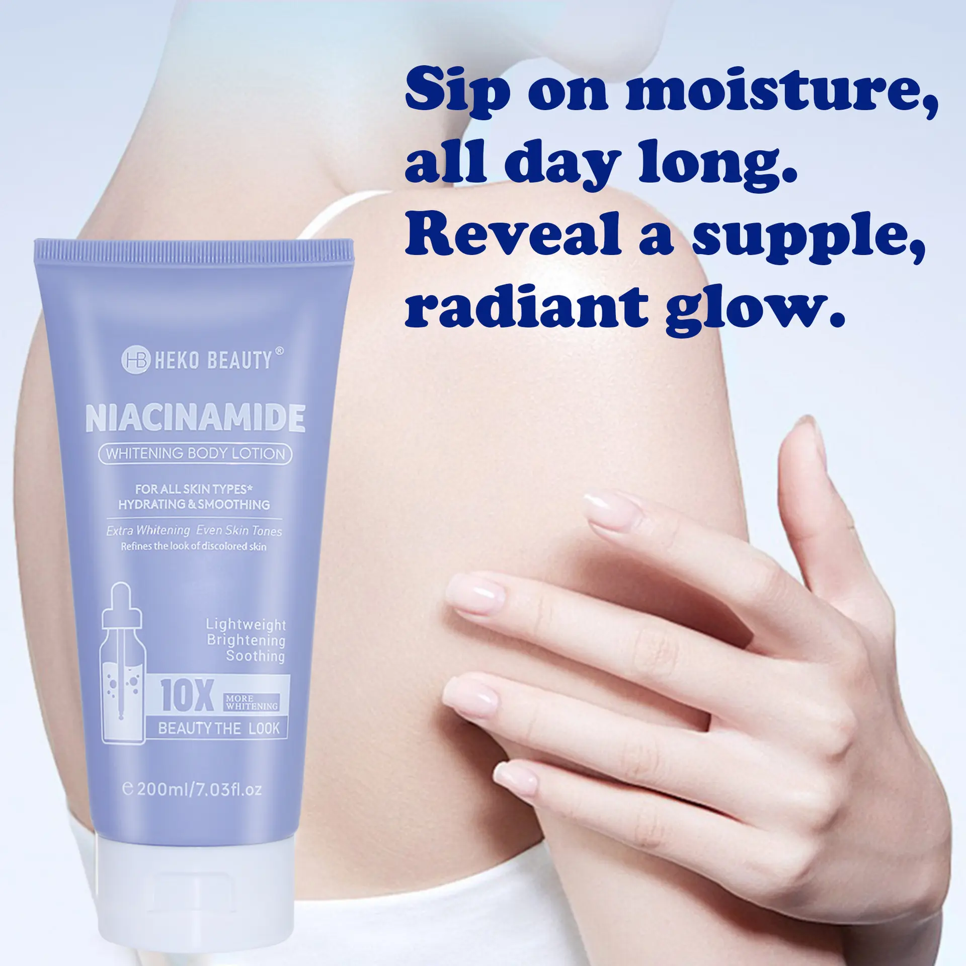 Nicotinamide Brightening Body Lotion, Improves Dryness, Highly Moisturizing Without Being Greasy, Deeply Hydrates and Replenishes Moisture, Smooth and Delicate, Brightens The Skin, Creates Elastic, Firm and Fair Skin, Hydrating