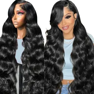 30 Inch 13x6 Lace Front Wigs Human Hair Body Wave Human Hair Wig 180% Density Pre Plucked Bleached Knots Glueless Wigs for Women body wave