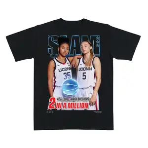[SLAM] Aaliyah Edwards & Paige Bueckers Basketball T-Shirt, Dynamic Duo Hooper Graphic Tee, Women’s Basketball Fan Apparel, Gift for Fans & Game Night Outfit