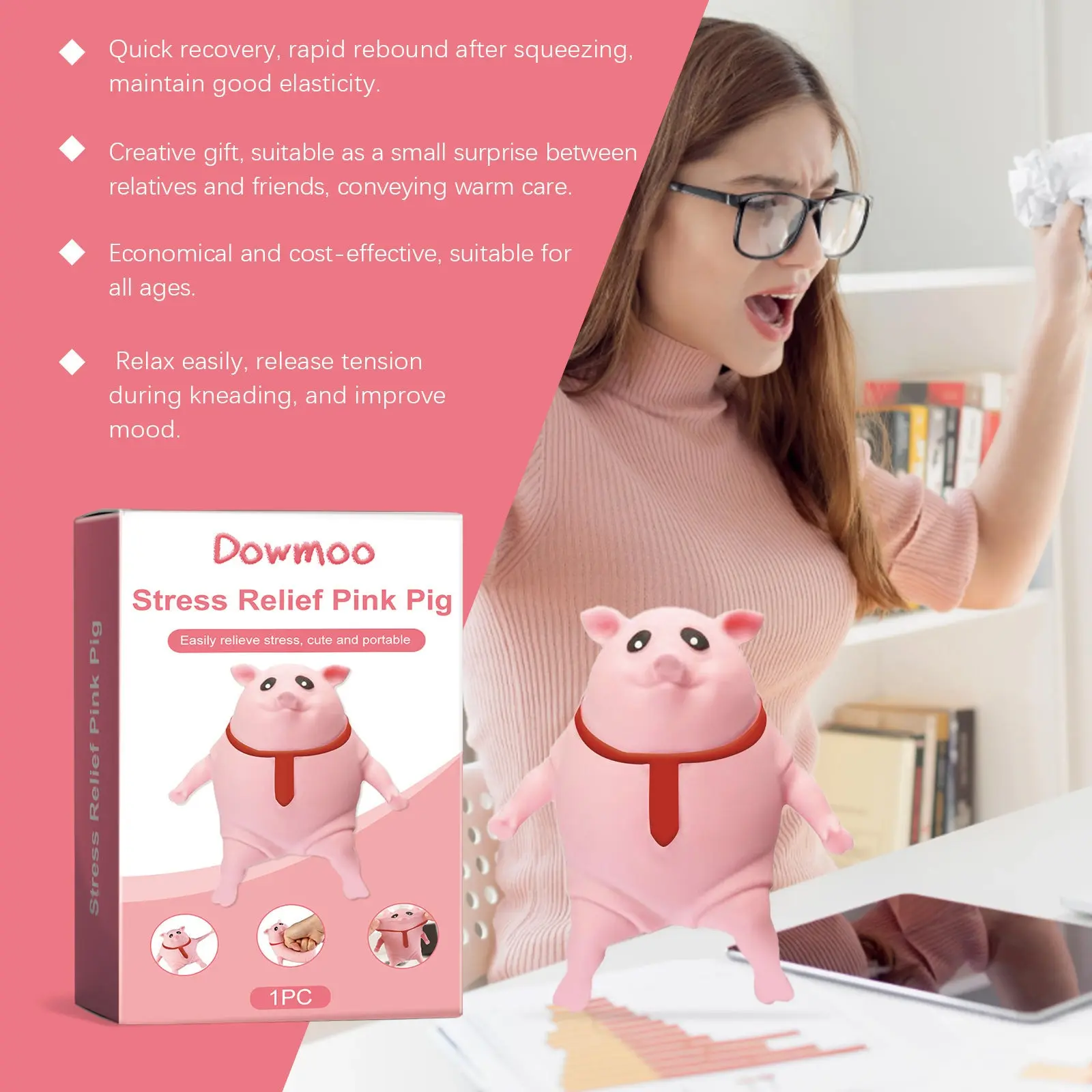 Squishy Pig Stress Relief Toy – Soft TPR Squeeze Fidget for Teens & Adults