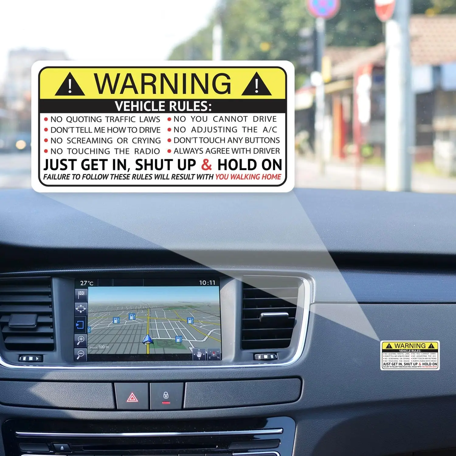 Funny Passenger Rules Car Sticker (2 Pack) – Backseat Driver Rules Dashboard Decals – Warning Vehicle Rules Vinyl Stickers for Cars, Trucks & SUVs