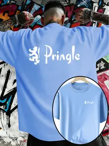 Men's Casual Short Sleeve Round Neck T-Shirt, Pringle Print, Knit Fabric, Summer Fashion, Comfortable Fit, Perfect for Leisure and Home