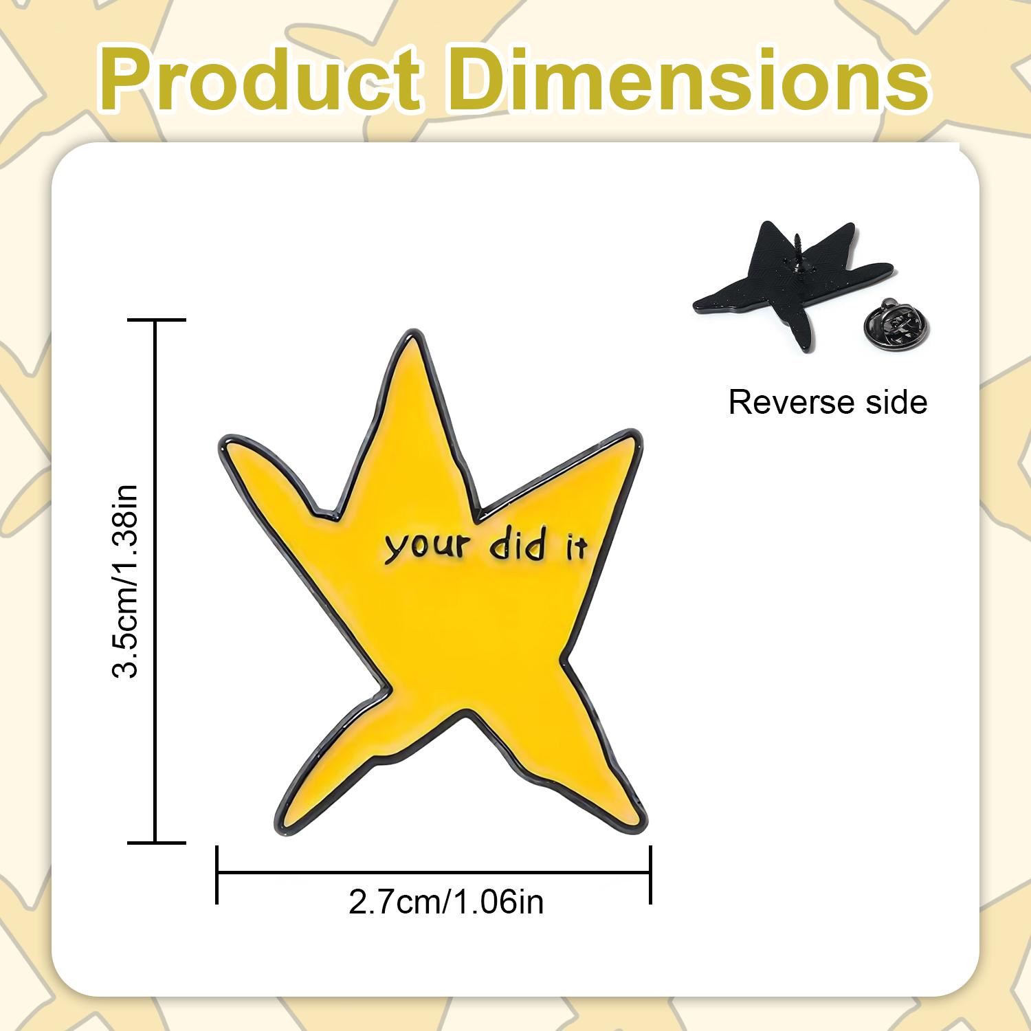 2PCS “You Did It” Star Enamel Pins – Motivational Funny Badge for Jackets, Hats, Backpacks – Gifts for Friends & Coworkers