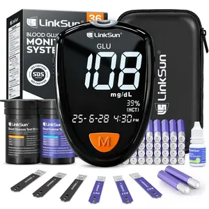 Linksun M26-K Blood Glucose & Ketone Testing Kit, 20 Safety Lancets, 10 Glucose Strips, 10 Ketone Strips, Travel Case, Glucose Control Solution, 2-IN-1 Glucose Ketone Meter, Home Use, No Coding, Large Display Starter Kit for Home Health & Keto Monitoring