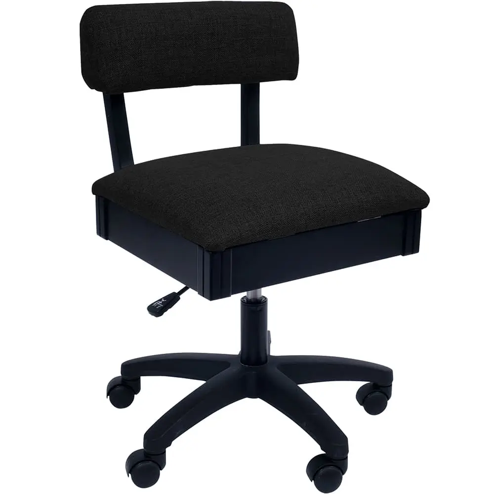 Arrow Baroness Black Fabric Upholstery High-End Creative-Room Swivel Chair - H8170, Height Adjustable (18"-22") Chair, 300 lb Capacity, 360° Swivel Base, Storage Compartment, for Adults, All Seasons Use, Compatible with Craft & Cutting Tables, Craft Table