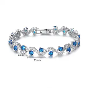 Heirloom Sapphire S-Bracelet | 925 Silver with Precision-Cut Zirconia | Luxury Couture Jewelry | A Legacy Gift to Cherish Forever