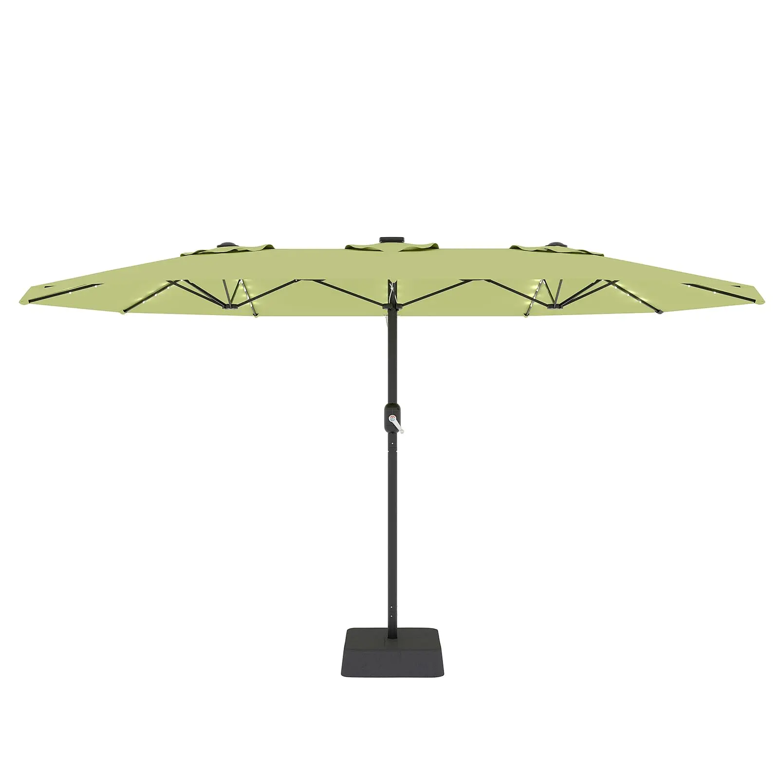 15FT Extra Large Rectangular Patio Umbrella with Stand – 450×270cm, LED Lights, UV Protection, Windproof, Easy Assembly, Outdoor Market Parasol, Base & Crank Included