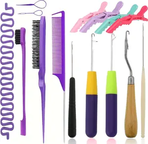 15Pcs Crochet Hair Hooks Set - Complete Styling Kit with Tail Comb & Duckbill Clips, Accessories for Women - For Braids, Passion Twist, Extensions - Professional & Home Use