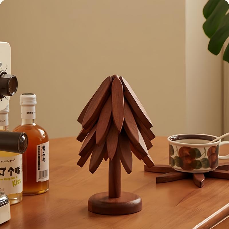 Natural Tree Trivet Set - 4 Wooden Trivets & 1 Stand - Heat-Resistant Foldable Design - Durable & High-Quality Solid Wood - Ideal for Hot Dishes, Pots, Bowls, Teapots - Kitchenware & Tableware Coasters Natural Tree Trivet Set - 4 Wooden Trivets & 1 Stand - Heat-Resistant Foldable Design - Durable & High-Quality Solid Wood - Ideal for Hot Dishes, Pots, Bowls, Teapots - Kitchenware & Tableware Coasters