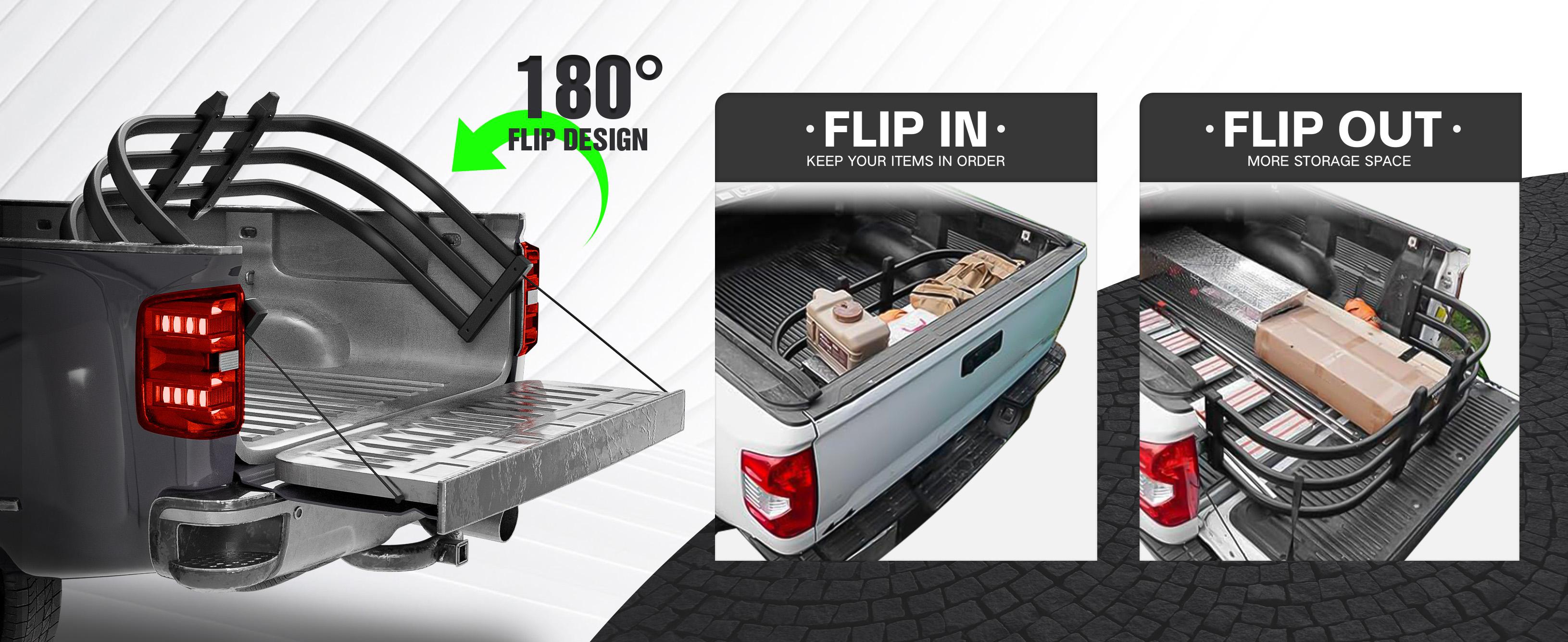 Truck Bed Extender, Aluminum Retractable Tailgate Extender, 49"-61" Adjustable Length, Drill Required, Fits for Toyota Tacoma, Nissan Frontier, Chevy Colorado, GMC Canyon, Maverick, Santa Cruz