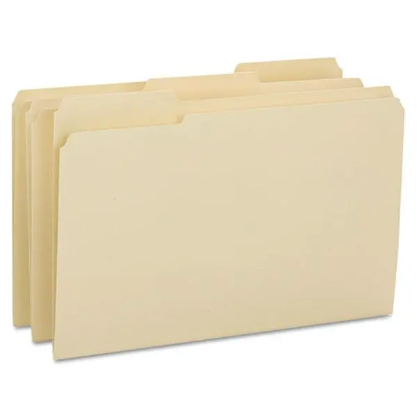 Smead 15434 Legal-Size Manila File Folder, 1/3 Cut Tabs, 14PT Stock, 3/4" Expansion, Reinforced Tabs, Reducing Tearing