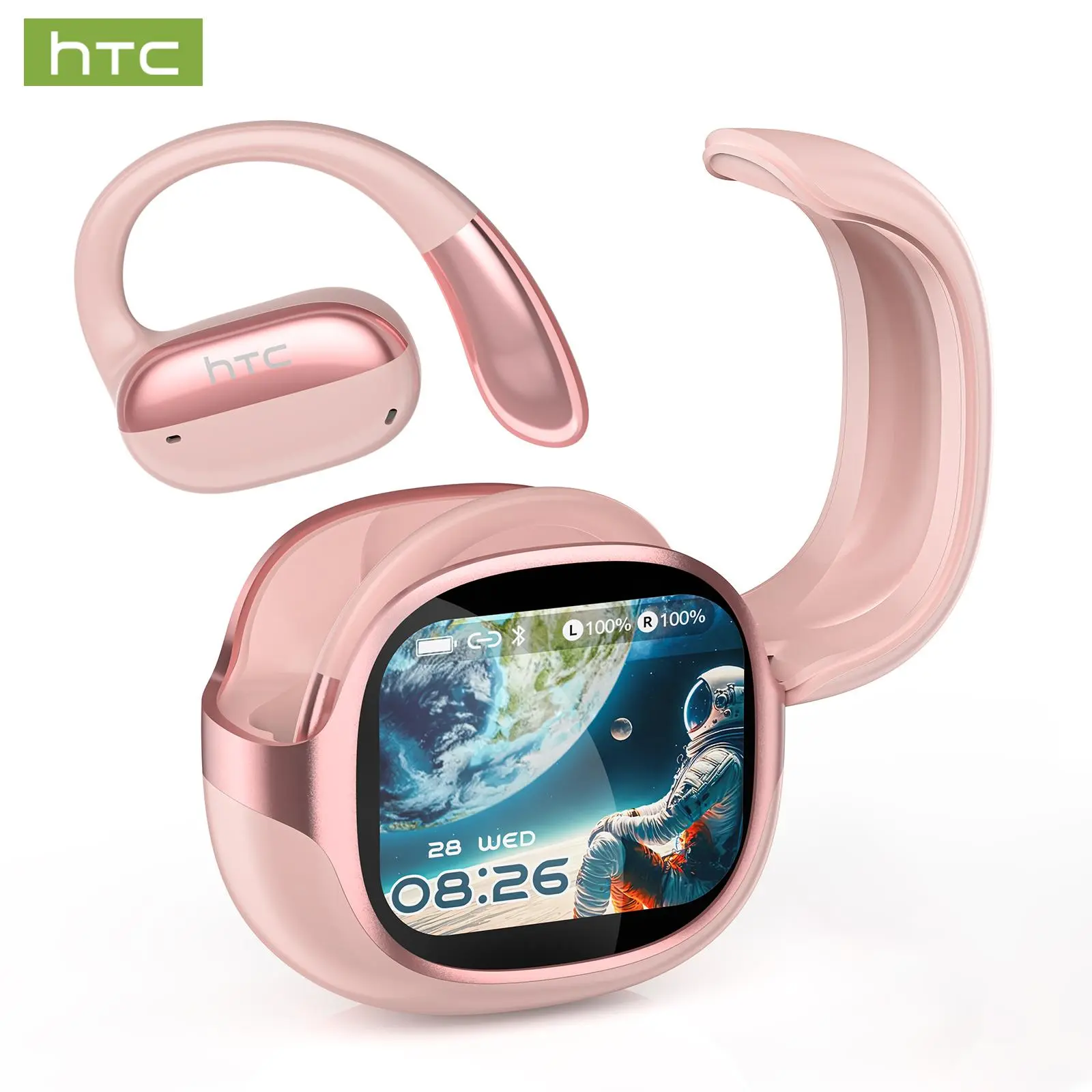 SW HTC NE58 - Bluetooth 6.0 Low Latency, OWS Open-Ear Comfort, LED Multi-Function Touchscreen, Hi-Fi Sound & HD Calls - Fit for All Scenarios: Travel, Office, Music & Entertainment