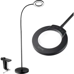 VEVOR Magnifying Floor Lamp -5X Standing Magnifying Glass with Light - 3-in-1 LED 5 Color Modes Height Adjustable Floor Magnifier with Light -Flexible Gooseneck Stepless Dimmable for Reading Craft