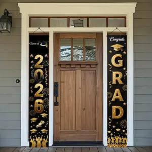 Graduation Couplets Set 2026, Porch Banner, Polyester Material, Perfect for Graduation Ceremony, graduation party decorations, No Power Needed