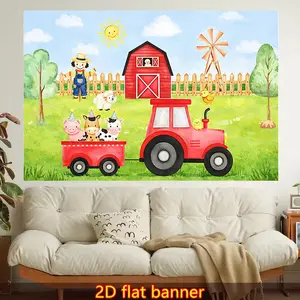 2D Flat - 2D Flat - 1pc Large/Small Size, 2D Flat Printed Wall Tapestry, Farm Scene, Red Tractor, Animals Playingroom Decoration And Party Theme in Living Room Or Dormitory, Home Decoration, Decorative Tapestry, Art Wall Hanging