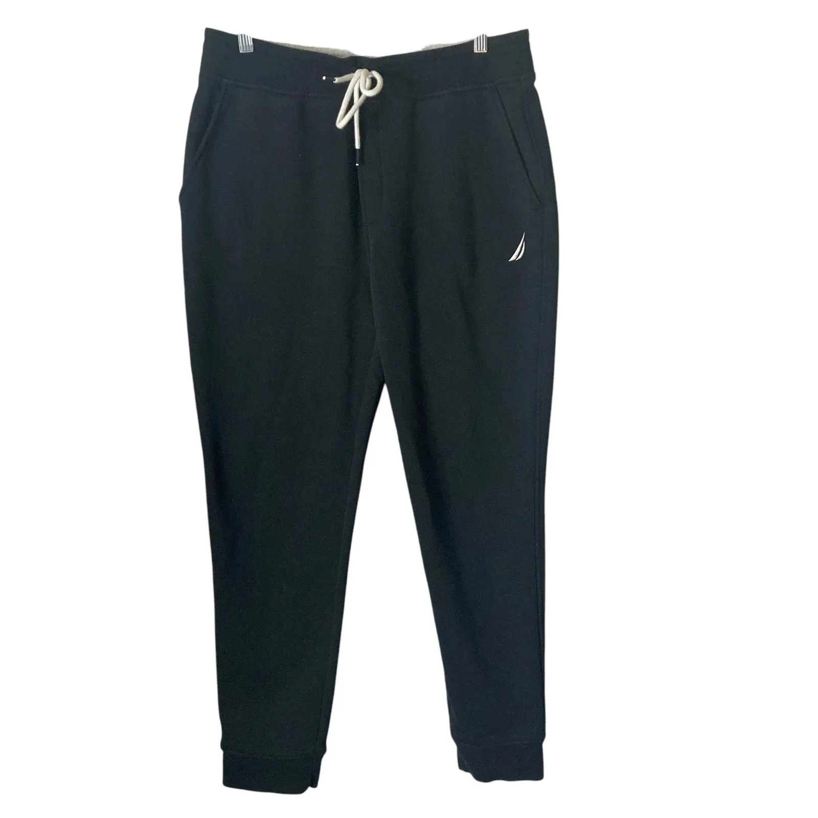 Nautica J Class Fleece Joggers Mens Medium Black Stretch Drawstring Sweatpants