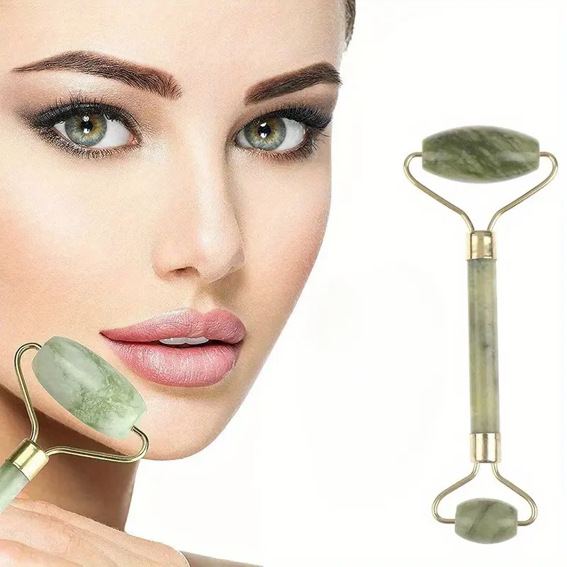 1pc Natural Rose Jade Roller Face Massage Gua Sha Board Jade Massager Body Facial Eye Scraping Acupuncture Face Lift