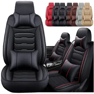 Fits for Toyota Tacoma Seat Covers 2005-2026 2022 2023 2024 2025 Pickup Trucks,Waterproof Nappa Leather Car Seat Cover Full Set Airbag Compatible Car Front & Rear Cushions (5-Seat Full Set/Black-Red)