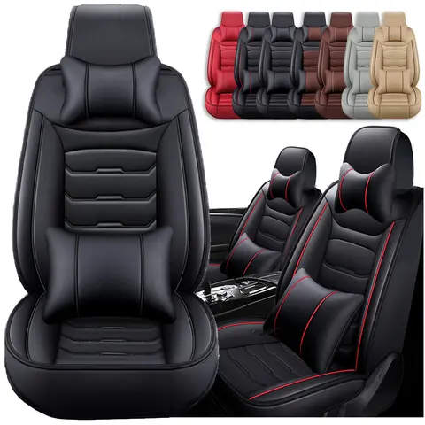 Fits for Toyota Tacoma Seat Covers 2005-2026 2022 2023 2024 2025 Pickup Trucks,Waterproof Nappa Leather Car Seat Cover Full Set Airbag Compatible Car Front & Rear Cushions (5-Seat Full Set/Black-Red)