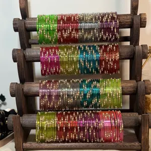 Glass Bangle Set 2.8 only - Vibrant Colors with Intricate Designs for Stylish Accessory