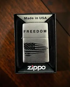 Zippo Custom Engraved Patriotic Freedom American Flag Lighter Made in USA with American Flag Design