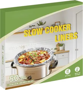Slow Cooker Liners, 50 Cooking Bags  Disposable Pot Liner Plastic Bags for 6QT to 10QT Slow Cooker Cooking Pans, 14 x 22, 50 Liners