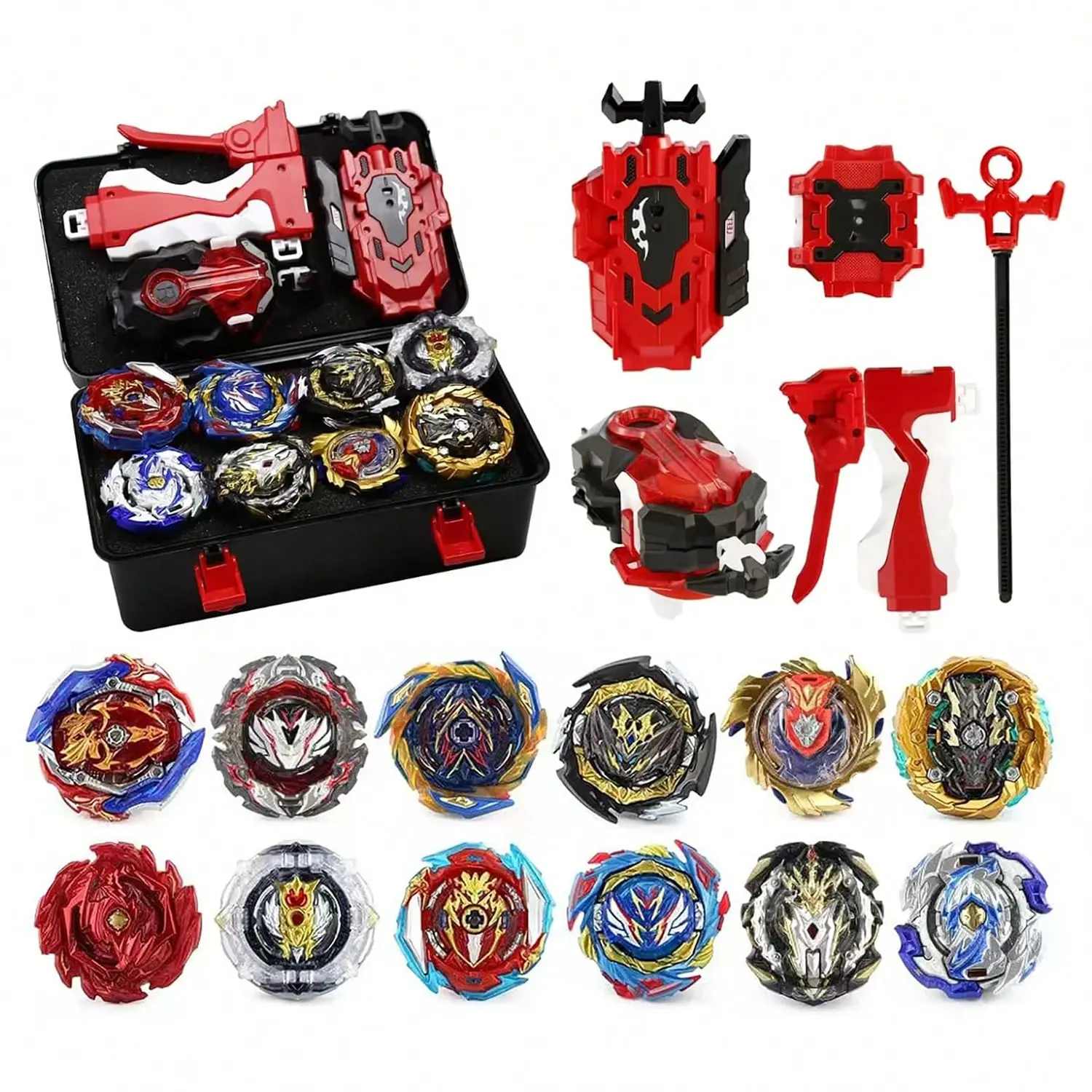 Battle Top Complete Set with 16 Spinning Tops, Launchers and Accessories for Kids Battle Game, Party Competition Gift