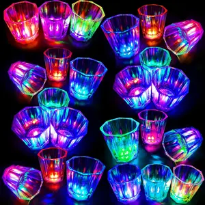 24 Pack Light Up Cups LED Flash Shot Glasses for Party Favors Supplies Adults Guests Glow In The Dark Shot Glasses Fun Plastic Party Cups for Birthday, Bar, Christmas, Halloween (2 OZ)