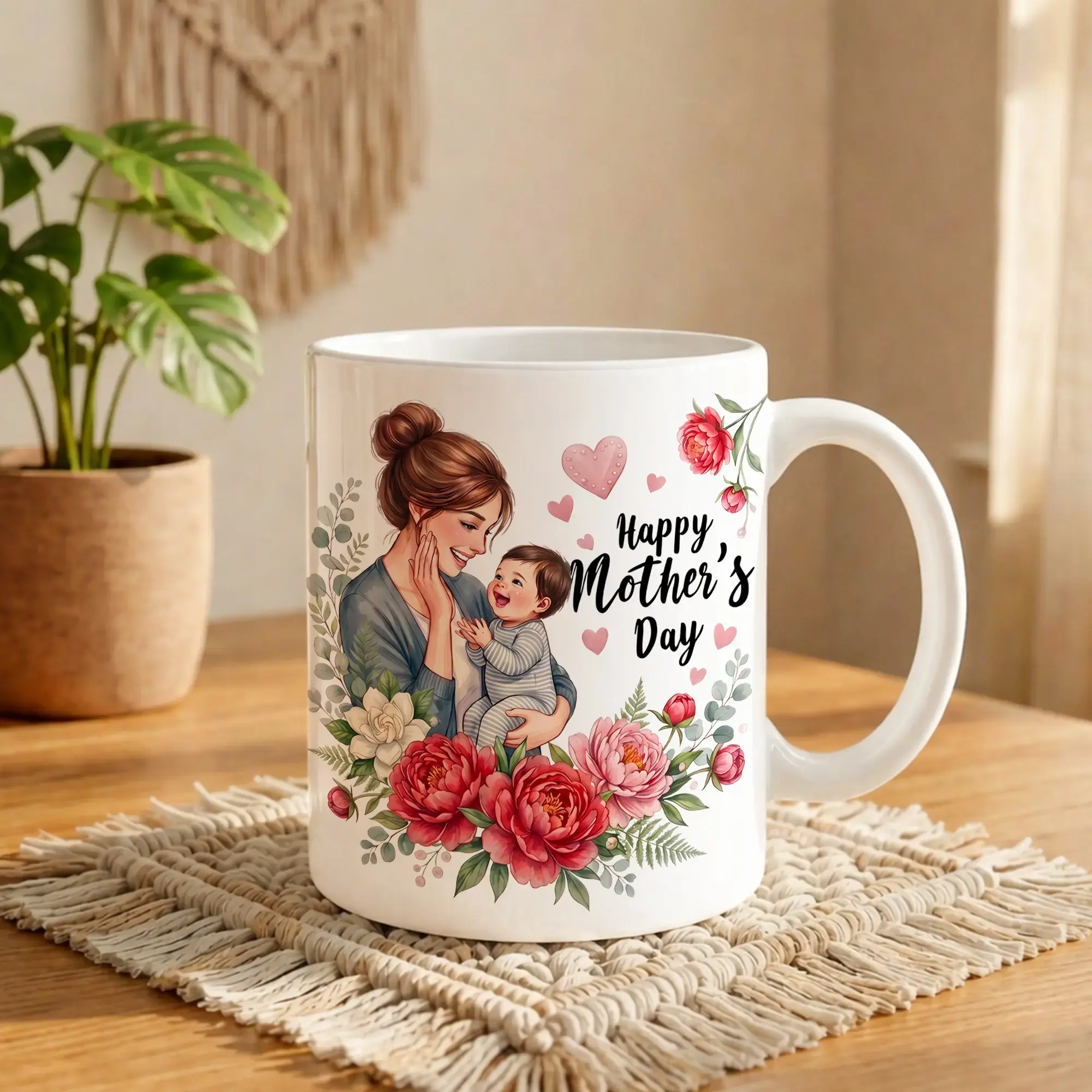 Happy Mothers Day Mug Gift For Mom From Baby New Mom Gift Mother And Baby Mug First Mothers Day Gift Floral Mom Coffee Mug Gift For Mom