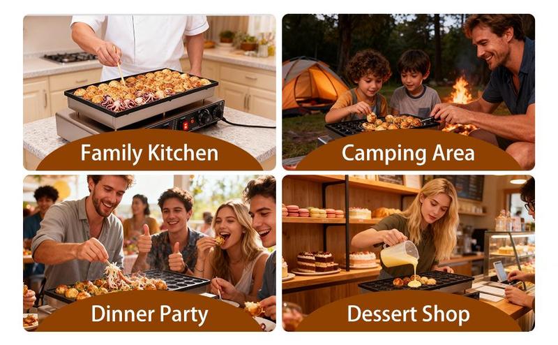 Commercial Mini Pancake Maker, Stainless Steel Pancake Maker Machine with Waterproof Switch & Even Heating, 110V Non-Stick Dutch Pancake Baker for Fast Cooking, Coffee Shop, Party (50pcs)