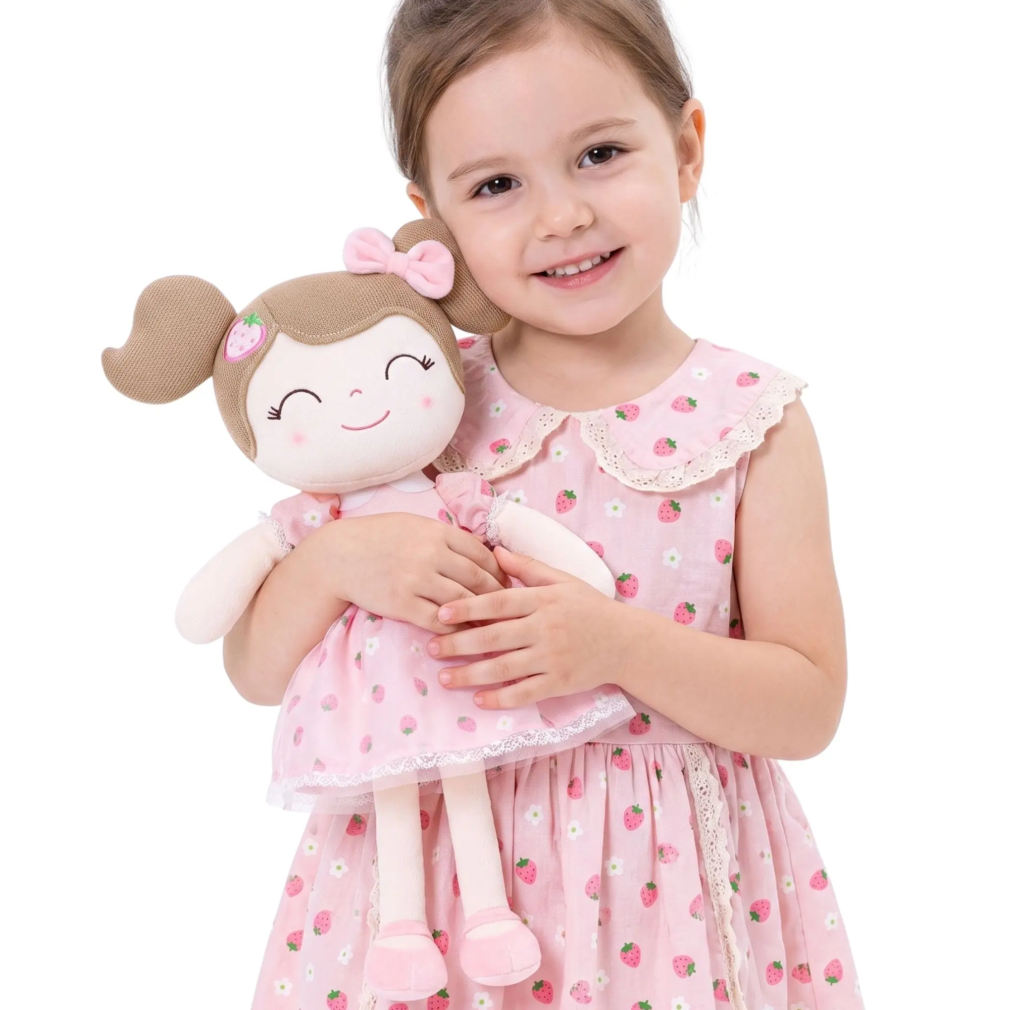 Gloveleya Strawberry Princess  Doll for Baby Girls, Soft Rag Doll Stuffed Toys with Gift Bag, 1st Birthday Milestone & Christmas Xmas Gifts for Toddlers Kids